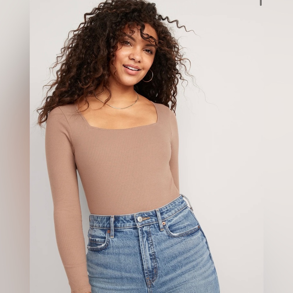 NWOT Old Navy: Long-Sleeve, Square-Neck, Bodysuit